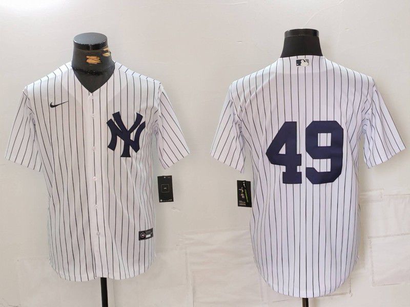 Men New York Yankees #49 No Name White Stripe Game 2024 Nike MLB Jersey style 1->new york yankees->MLB Jersey